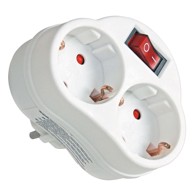 COMMEL Razdjelnik dvostruki sa sklopkom, 16A, 250V, bijeli