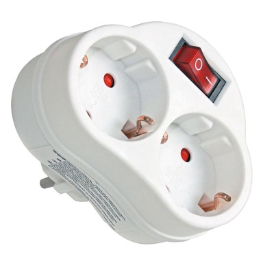 COMMEL Razdjelnik dvostruki sa sklopkom, 16A, 250V, bijeli