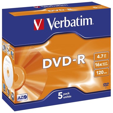 VERBATIM Medij za snimanje DVD-R 4,7/120 16x JC mat srebrna 43519