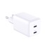 3MK Zidni punjač Hyper Charger GaN, 45 W, 2 × USB-C, bijeli