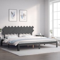 Okvir za krevet s uzglavljem sivi 200 x 200 cm od masivnog drva
