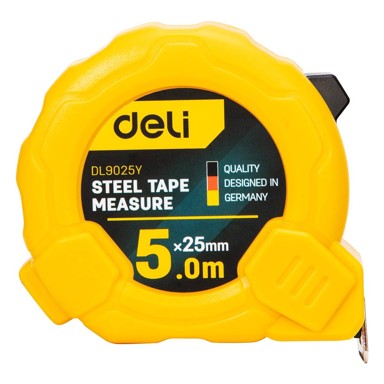 DELI TOOLS Metar na izvlačenje 5m/25mm EDL9025Y, žuti