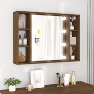 Ormarić s ogledalom LED boja smeđeg hrasta 76 x 15 x 55 cm
