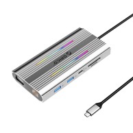 ORICO Docking stanica XDR, 12 u 1, RGB, USB-C, 2x HDMI 4K, VGA, RJ45, siva