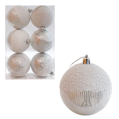 Kuglice, ø 8 cm, 6/1 pak, srebrne ukrašene