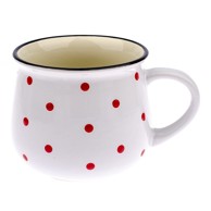 DAKLS Bijela keramička šalica s crvenim točkicama Happy Time, 770 ml