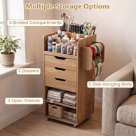 COSTWAY Pokretni spremnik s 3 ladice 485x335x855 cm, prirodni