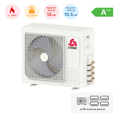CHIGO multi split vanjska jedinica 10,5 kW Z4OD-36HRIN4, 4 izlaza, R32, A++, s grijačem