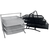 FORNAX Stalak za spise vodoravni, žičani, 3 ladice, srebrni