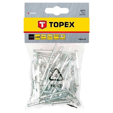 TOPEX Zakovice aluminijske, 4 × 8 mm, 50 kom