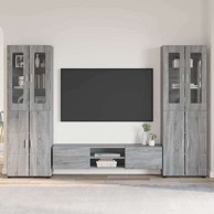 Set TV komoda s ladicama konstruirano drvo, siva sonoma
