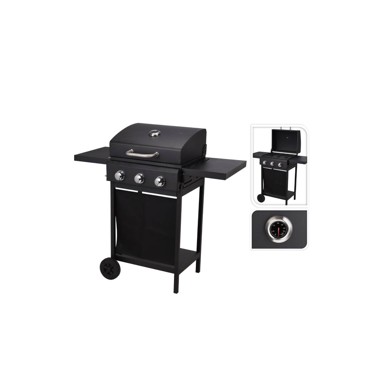 VAGGAN Plinski roštilj, crni, 3 plamenika
