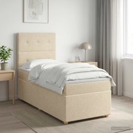 Boxspring krevet s madracem 90 x 200 cm od tkanine, krem
