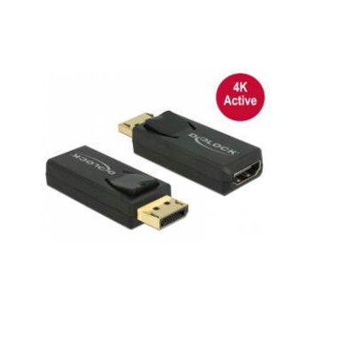 DELOCK Adapter DisplayPort (M) na HDMI-A (Ž), 4K aktiv, crni
