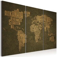 Slika The map of the World German language:Beige continents triptych 120x80