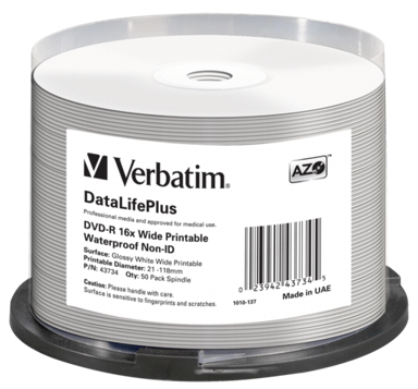 VERBATIM 1x50 DVD-R 4,7GB 16x Wide Glossy waterproof print