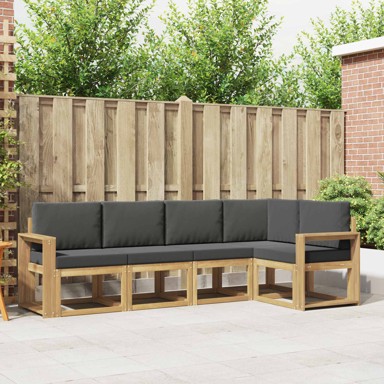 Set vanjskih sofa s jastukom, 5 kom, bijelo-antracit