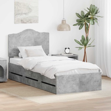 Krevetna konstrukcija s ladicama 75 x 190 cm, betonski siva