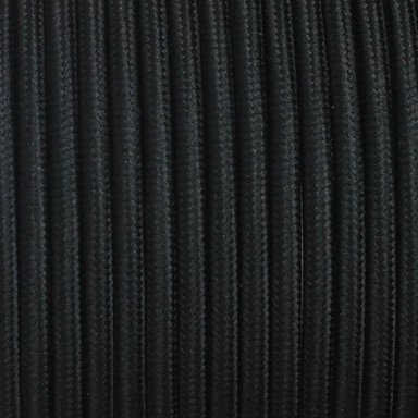 Dekorativni kabel, tekstilni 2×0.75, crni, 10 m