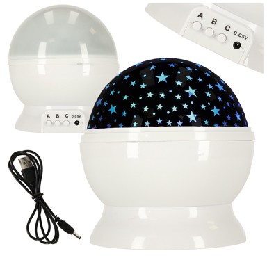 Projektor/noćna svjetiljka 2u1, USB, bijela