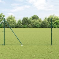 Ograda, geometrijska, zelena, 1.6x50 m, čelik, stupovi sa šiljastim krajem, 13 kom, Ø32 mm, 180 cm, galvanizirani čelik