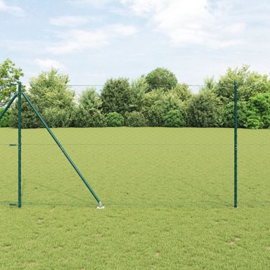 Ograda, geometrijska, zelena, 1.6x50 m, čelik, stupovi sa šiljastim krajem, 13 kom, Ø32 mm, 180 cm, galvanizirani čelik