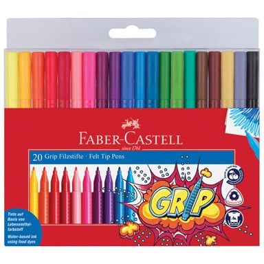 FABER-CASTELL Flomaster 155320, školski Grip, 20 boja, blister pakiranje
