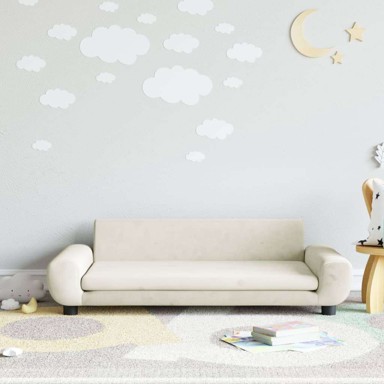 Dječja fotelja od baršuna, krem, 100 x 54 x 33 cm