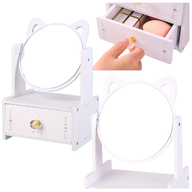 Mini toaletni stolić ogledalo, ladica, drveni bijeli