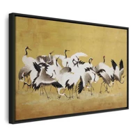 Slika Japanski ždralovi, jato ptica na zlatnoj pozadini prema slici Ishide Yūteija, 90x60 cm