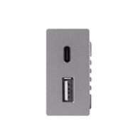 Modul za punjač USB A + USB C, sivi