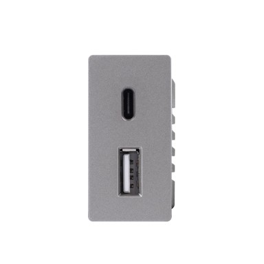 Modul za punjač USB A + USB C, sivi