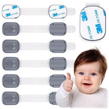 NORTHIX Sigurnosna brava za ormariće, Ricokids 798101, 6 kom, siva