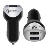 MACLEAN Automobilski USB punjač s kabelom MCE157, 2× USB, Quick Charge 3.0, srebrni, 1,5 m