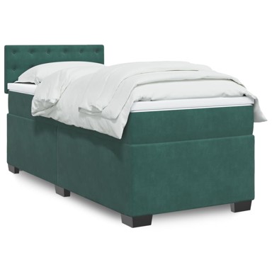 Box spring krevet s madracem tamnozeleni 90x200 cm baršunasti