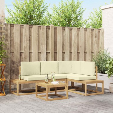Set vanjskih sofa, 4 kom, 59 x 59 x 37 cm, poliester, bijela i krem