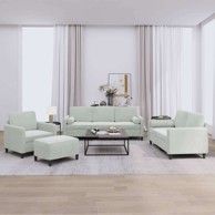 Set sofa 4-dijelni s jastucima i tabureom, svjetlosiva 