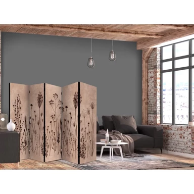Paravan Biljni vintage stil, Nježno poljsko cvijeće na pozadini u tehnici vapnenog premaza, 225 x 172 cm