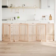 Vrata za pse s vratašcima 6 panela sklopiva 300 cm drvo topole