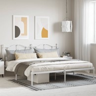 Metalni okvir za krevet s uzglavljem bijeli 200x200 cm