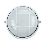 Okrugla vanjska zidna lampa, VK/01013/W, pregrada i mreža, max 60 W, IP44, bijela