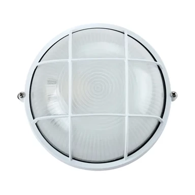 Okrugla vanjska zidna lampa, VK/01013/W, pregrada i mreža, max 60 W, IP44, bijela