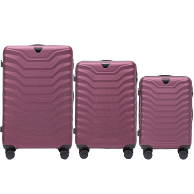 WINGS Set kofera PEAFOWL, 3 kom (V, M, S), ABS+, bordo