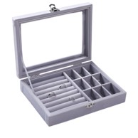 LIVEFY Kutija za nakit Charm, siva, baršun, 20 x 15 x 5 cm