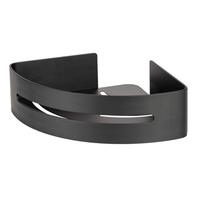 WENKO Kupaonska polica Bivio kutna metalna samoljepljiva, mat crna