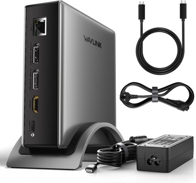 USB-C priključna stanica za 3 monitora, 2 x DP i HDMI, 4K@144Hz, 140 W punjač, USB-C 10 Gbps, USB-A, gigabitni Ethernet, audio