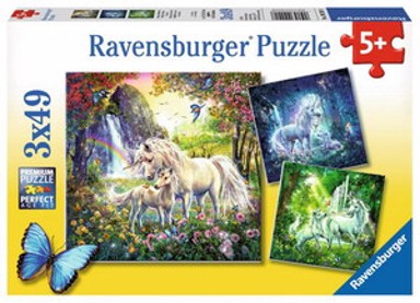 RAVENSBURGER Puzzle Beautiful Unicorns, 3x49 kom