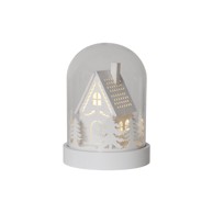 STAR TRADING Bijeli svjetlosni ukras s božićnim motivom ø 12,5 cm Kupol