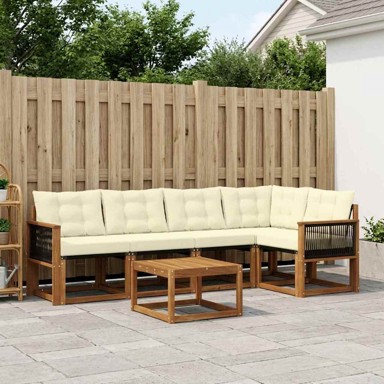 Set vanjskih sofa s jastukom, 6 kom, prirodna i krem