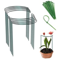 NIKCORP Vrtni kolci s prstenom 8 kom 40 cm, metalni set za biljke, zeleni